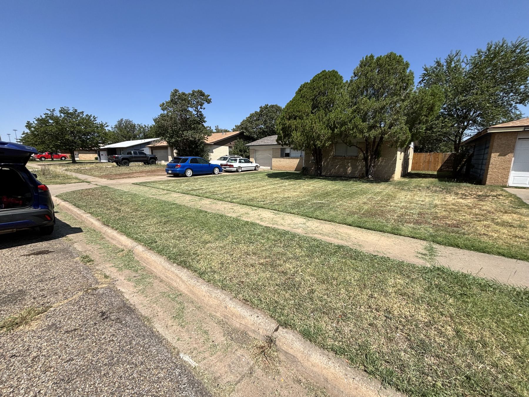 Freshly mowed residential front lawn in Amarillo